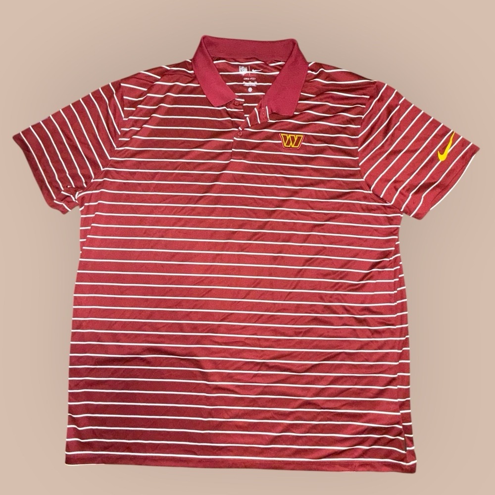 Nike Dri-FIT Washington Commanders Polo Shirt Men's XXL Red Striped NFL